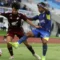Pemain Arema FC merayakan gol ke gawang PSM Makassar di Stadion Kanjuruhan